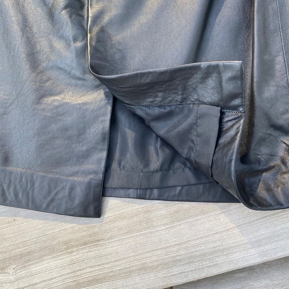 Cache Black Leather Pencil Skirt Size 2 High Waist Knee‎ Length Classic - Picture 6 of 8